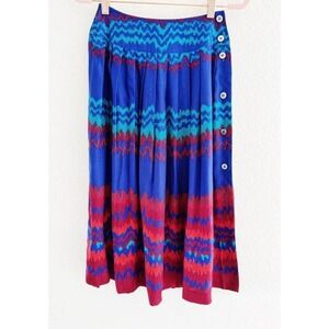 Vintage Boho Pleated Midi Skirt Geometric Southwestern Festival Y2K